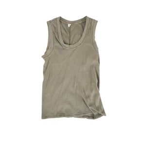 Free People Intimately Tank Top Olive Green Ribbed Cotton L